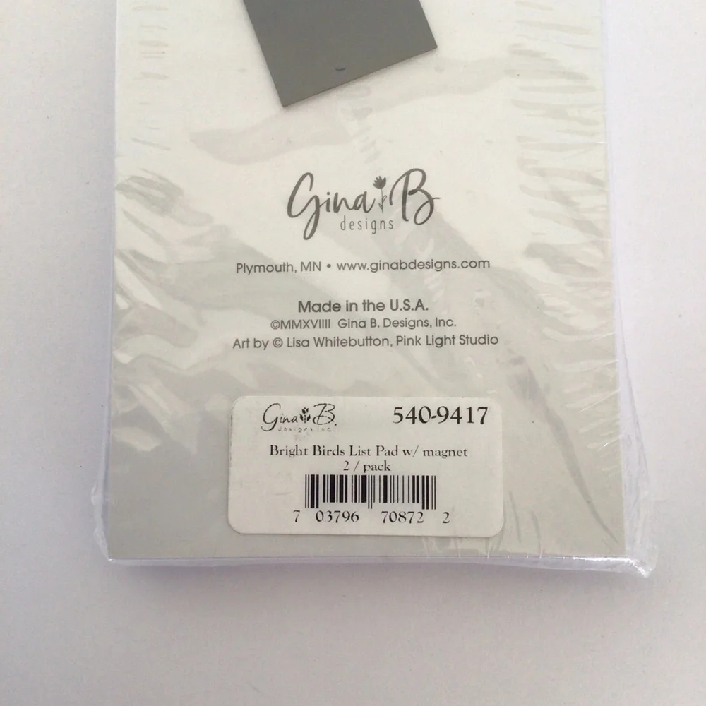 GINA B PACK OF TWO MAGNETIC LIST PADS NWT